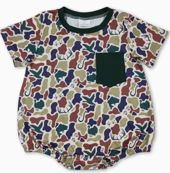 Camo Pocket Romper, Size: 0/3M