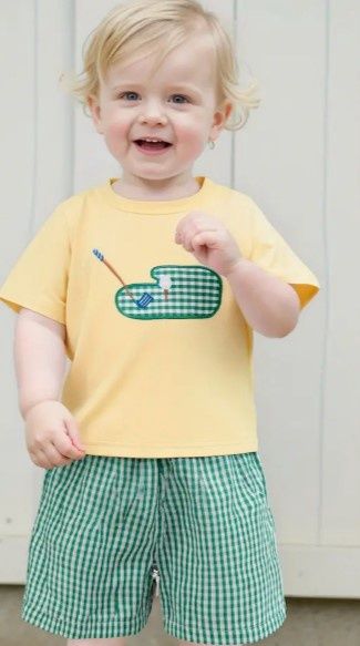 Yellow Green Gingham Golf Set