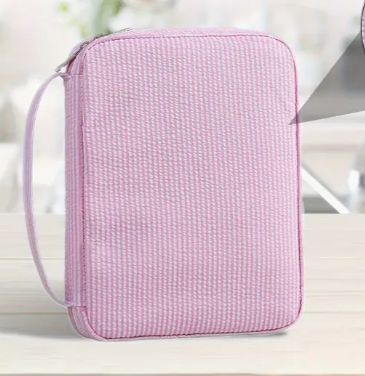 Seersucker Bible Cover, COLOR: Pink