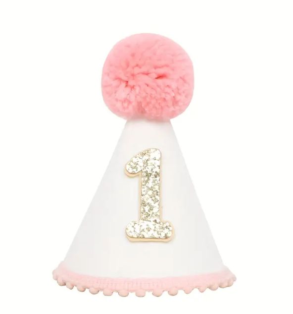 White Pink Pom Pom One Hat