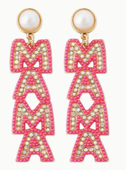 MAMA Beaded Earrings, COLOR: Pink