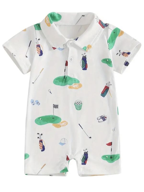Golf Print Collared Romper