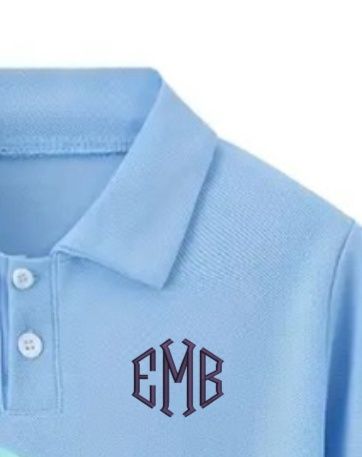 Embroidered Polo, COLOR: Robin’s Egg Blue, Size: 3/4T