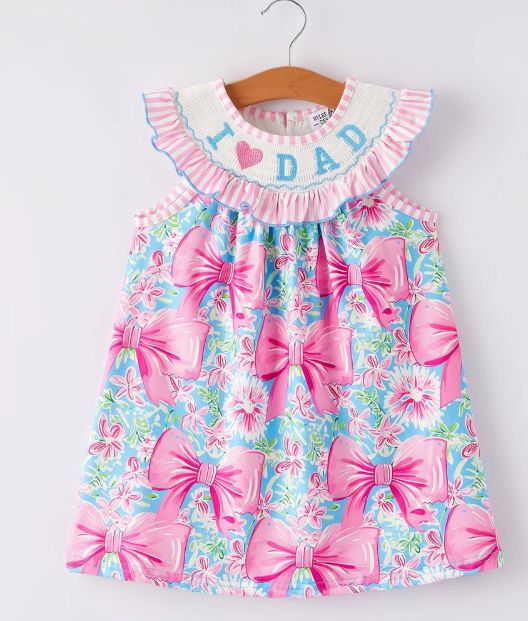 I love Dad Smocked Dress