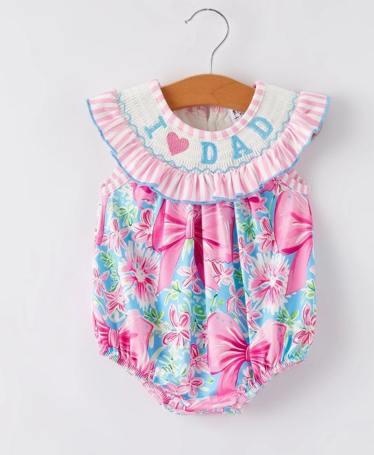 I love Dad Smocked Romper