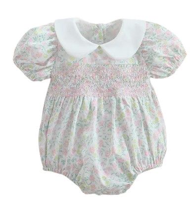 Smocked Floral PP Bubble, Size: 12/18M