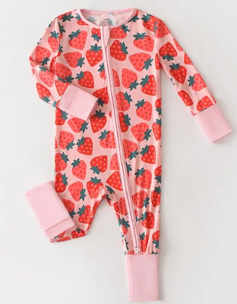 Strawberry Bamboo Zippy, Size: 0/3M