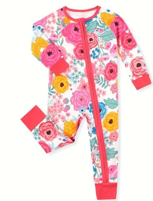 Spring Floral Bamboo Zippy, Size: 9/12M