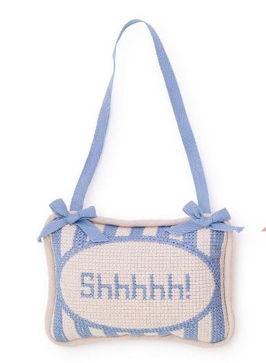 Shhhh! Embroidered Pillow, COLOR: Blue