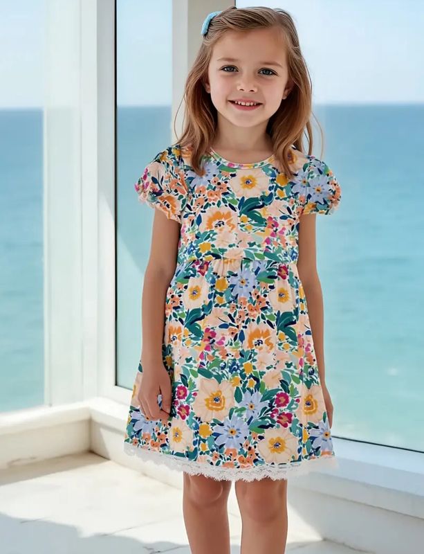 Floral Dress Lace Trim