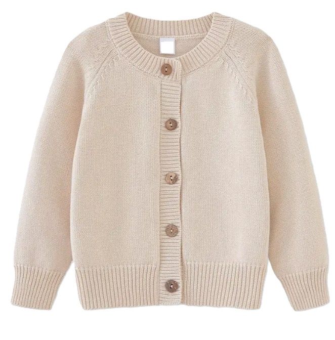 Thick Knit Cardigan, Colour: Apricot, Size: 1/2T