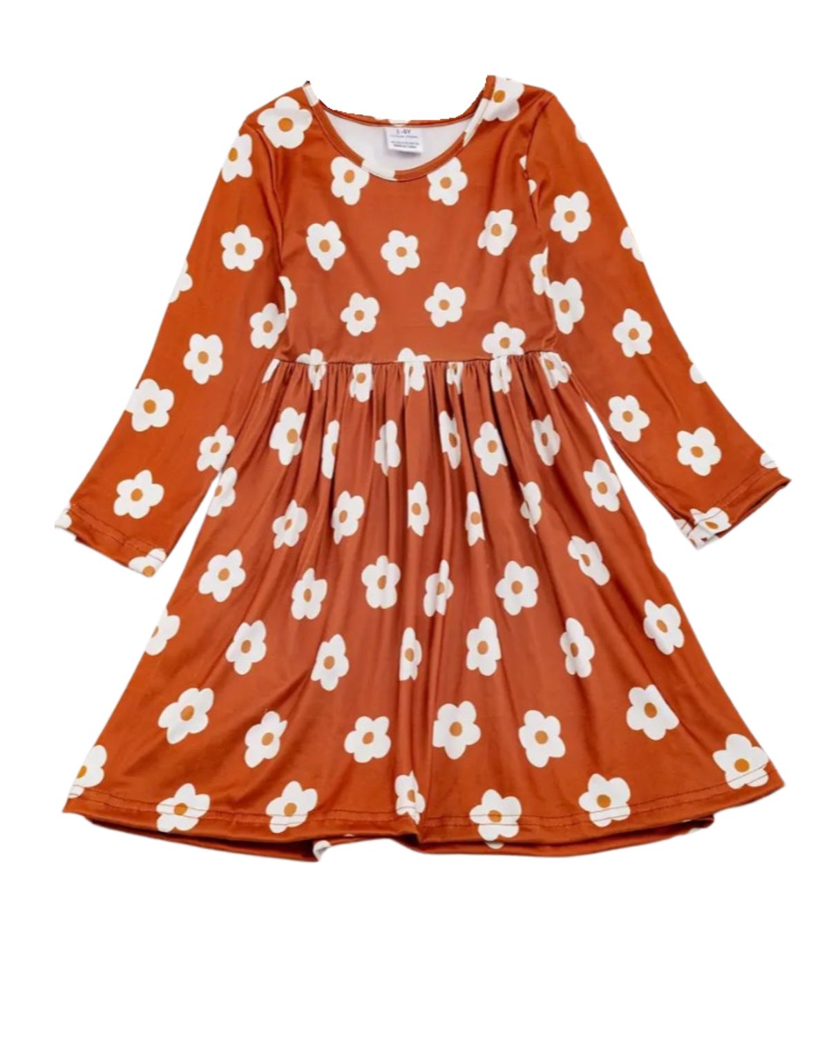 Rust Flower Long Sleeve Dress, Size: 12/18M