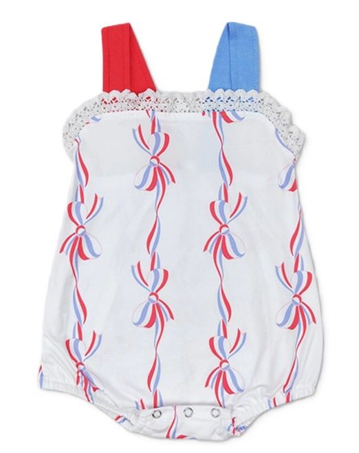 Red, White &amp; Bow Romper, Size: 3M
