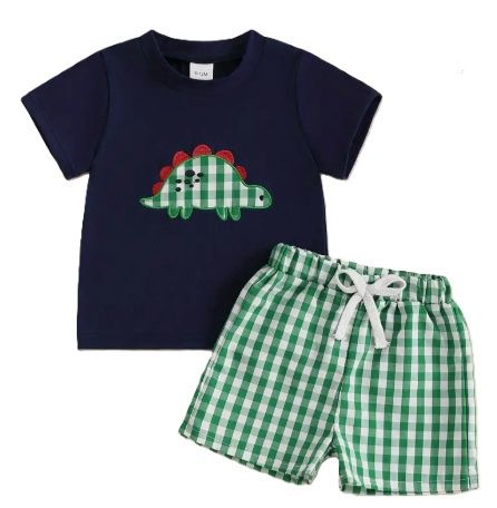 Plaid Dino Set