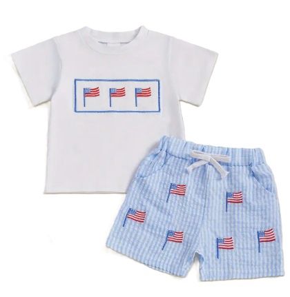 White Seersucker Flag Set