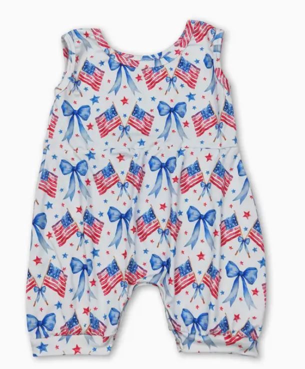 American Flag Bow Romper, Size: 0/3M