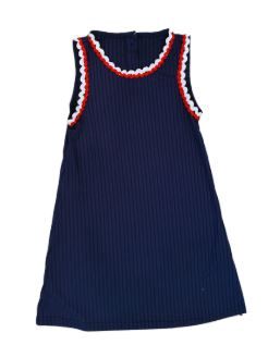 Navy Red &amp; White Ric Rac Sleeveless Dress