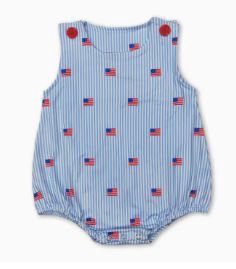 Flag Print Striped Boys Romper