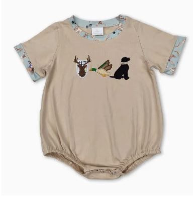 Beige Duck Dog Deer Boys Romper