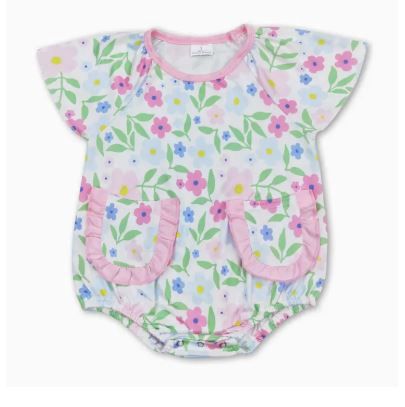 Pink Floral Pocket Romper