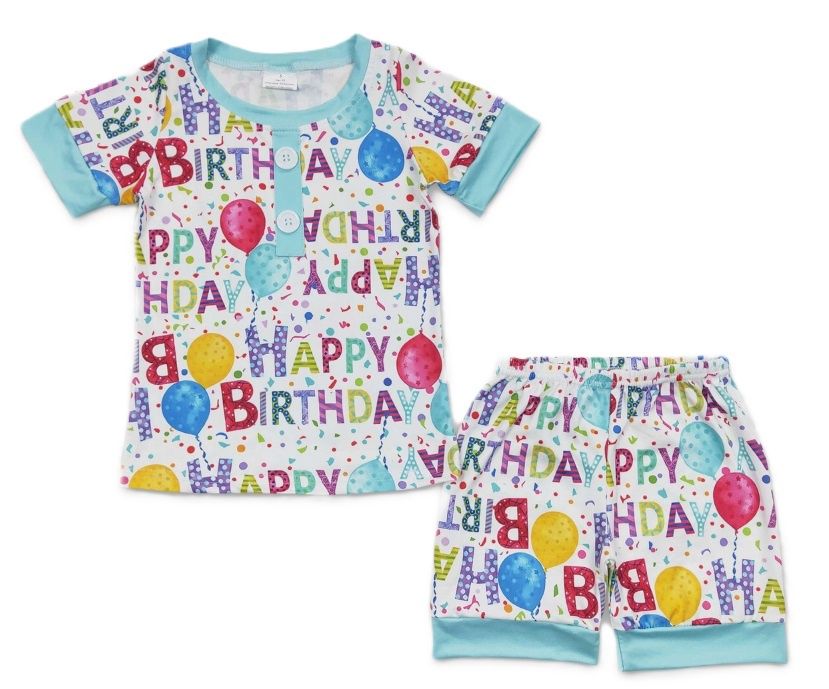 Blue Birthday Summer Pajamas, Size: 2T