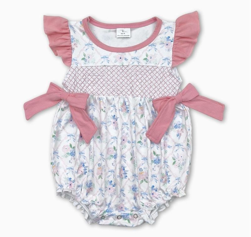 Flutter Sleeves Floral Bow Romper