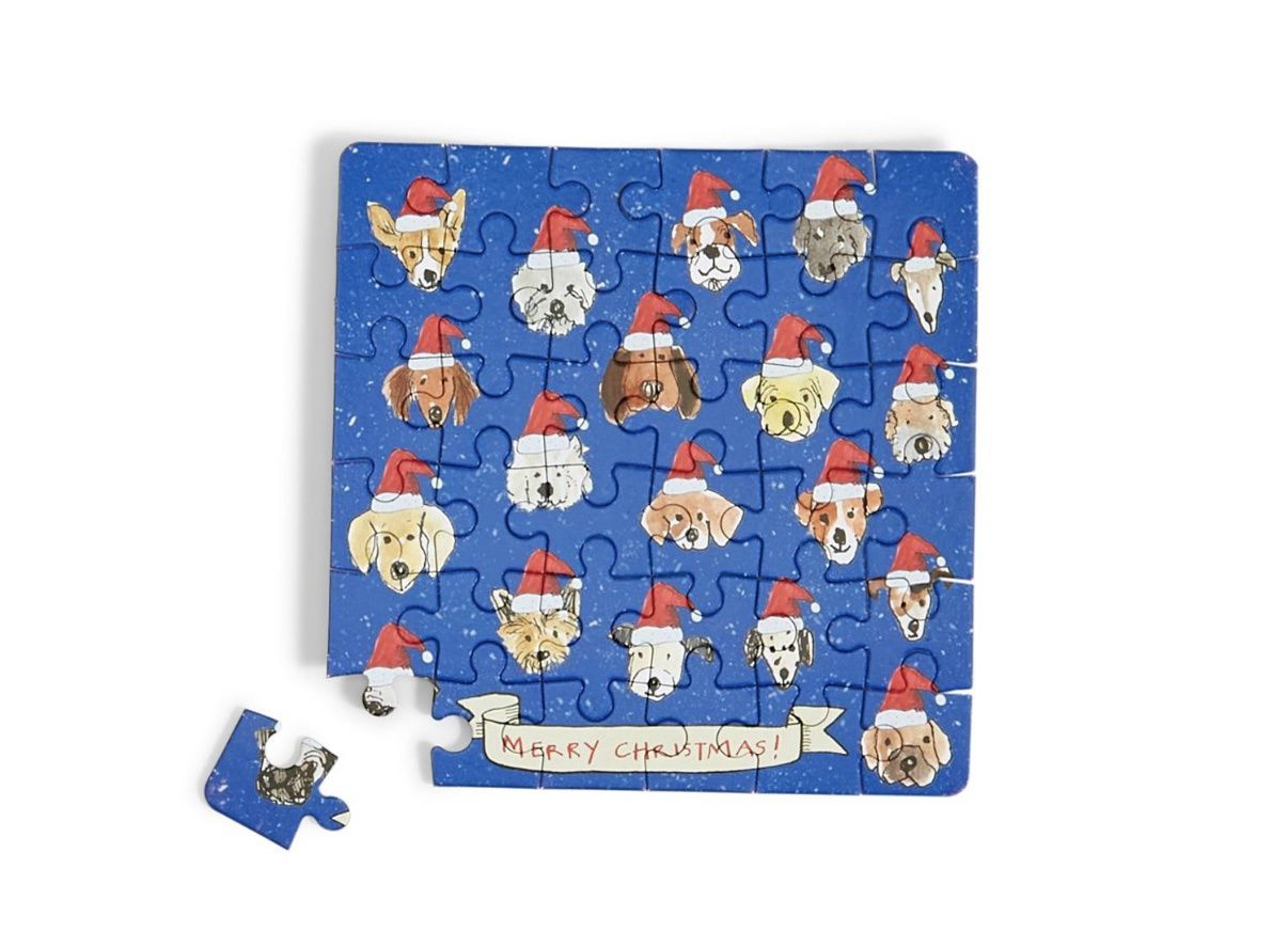Holiday Greeting Card Puzzle, COLOR: Navy Puppies