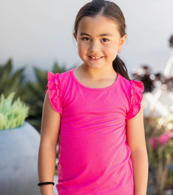 Pink Ruffle Sleeve Top