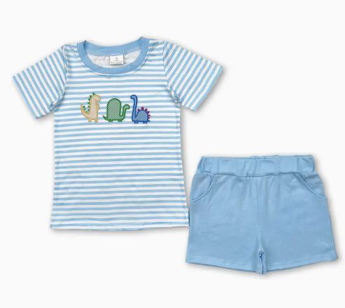Blue Stripe Dino Set