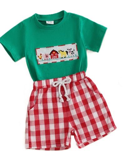 Embroidered Farm Boys Set
