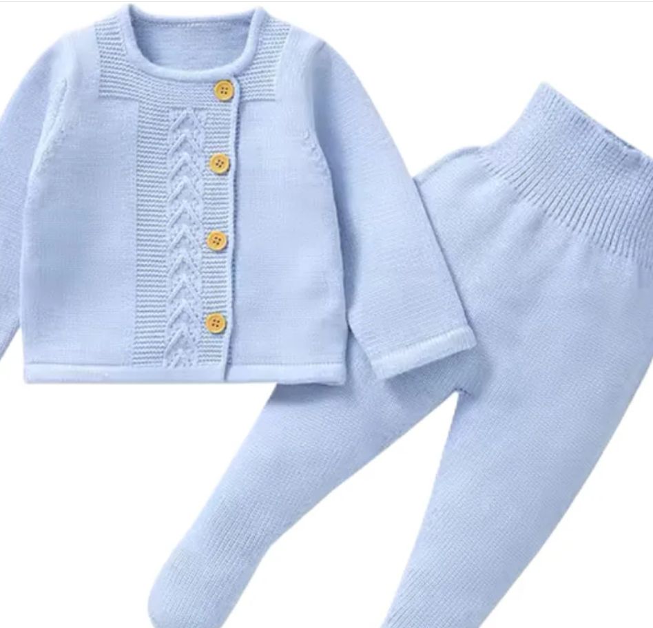 Blue Infant Knit Cardigan Set