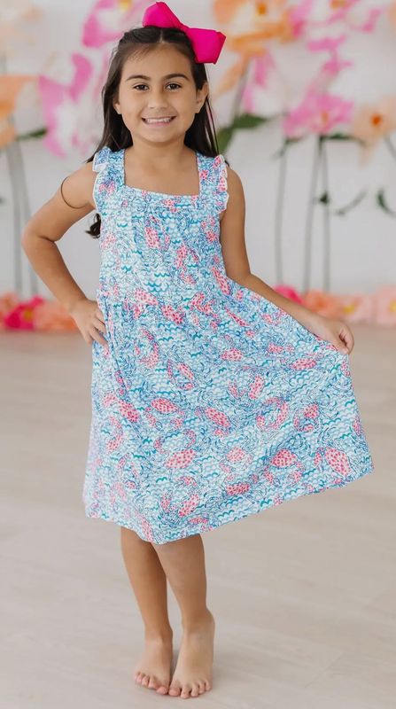 Crab Walk Ruffle Cross Back Dress