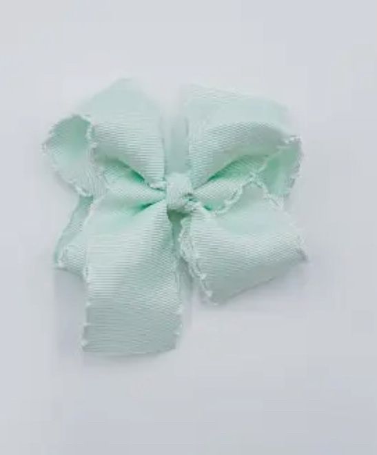 Mint Bow White Picot Trim