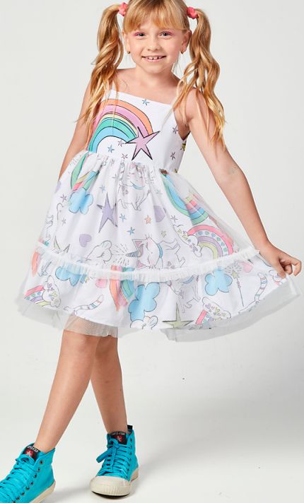 Rainbow Flowy Tulle Dress, Size: 2/3T