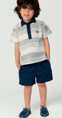 3 pc Striped Smock Set and Bermuda Twill