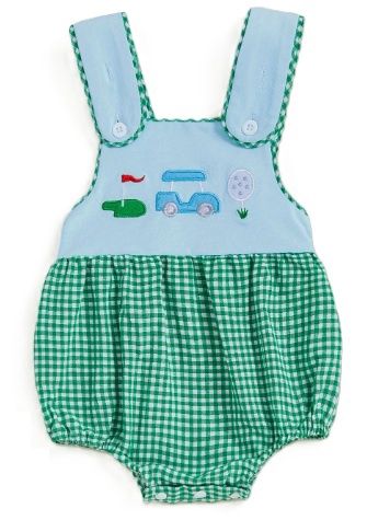 Blue Green Gingham Golf Romper