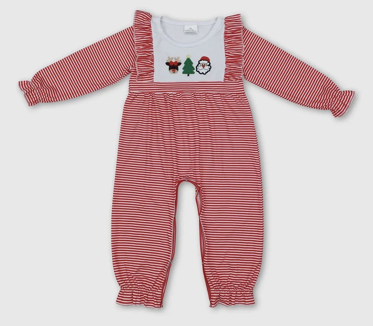 Red Stripe Christmas Trio Romper