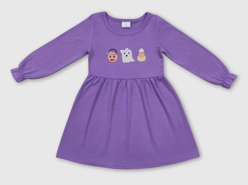 Purple App Ghost LS Dress