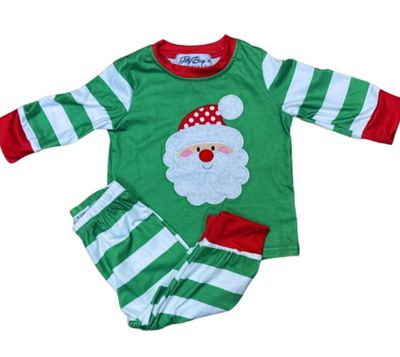 Green Stripe Santa Appliqué PJ