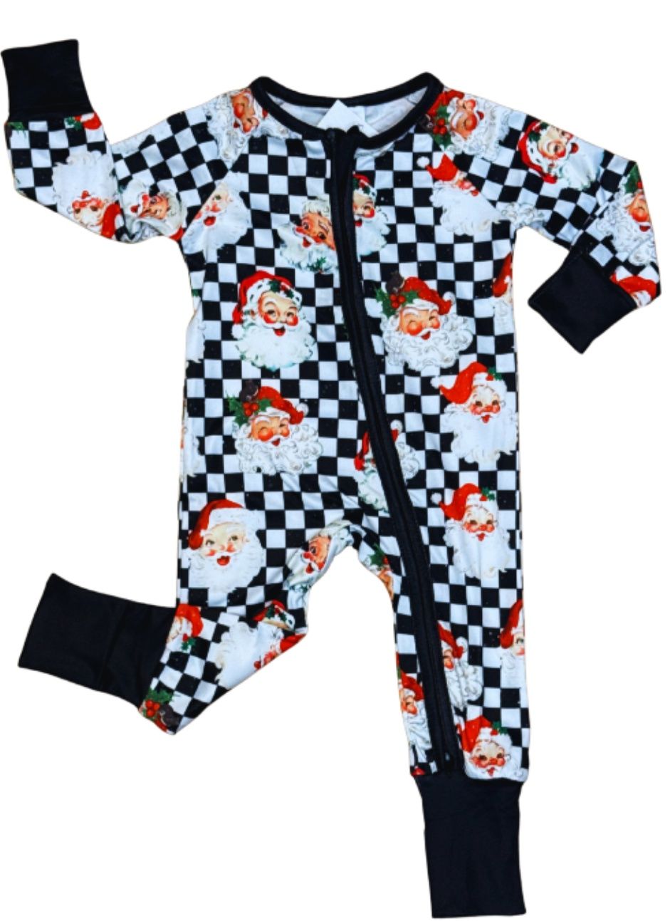 Black &amp; White Santa Cotton Zippy