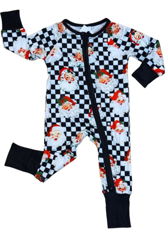 Black &amp; White Santa Cotton Zippy