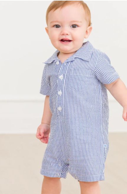 Seersucker Button-Up Romper