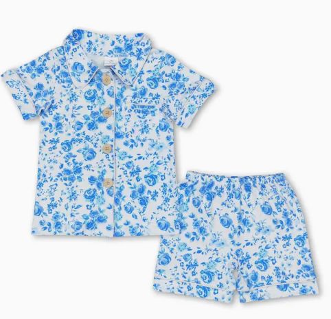 Mommy &amp; Me Blue and White Floral Pajamas