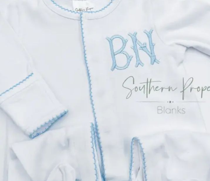 Organic Cotton Footie Blue/White