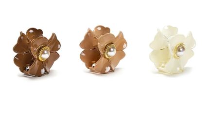 Floral Shaped Claw Clip with Pearl Detail