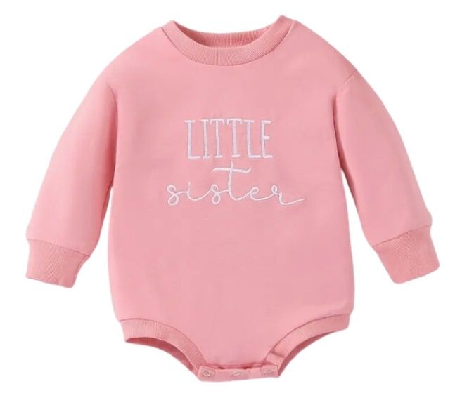 Little Sister LS Embroidered Onesie, Size: 3/6M