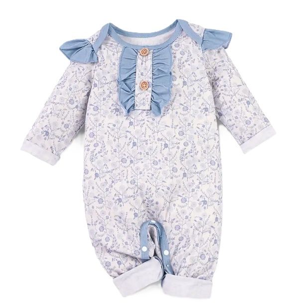 Periwinkle Floral Romper, Size: 0/3M