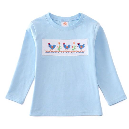 Embroidered Chicken LS T Shirt, Size: 4T