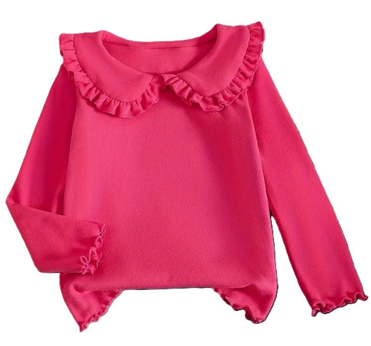 Pink LS Ruffle PP Top, Size: 1/2