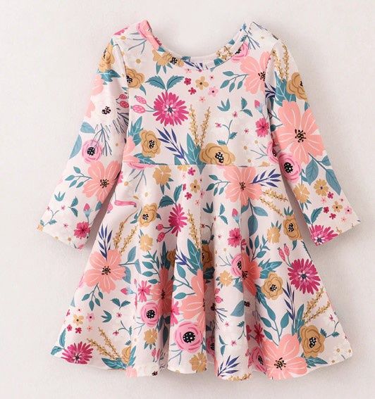Fall Floral Twirl Dress, Size: 12/18M